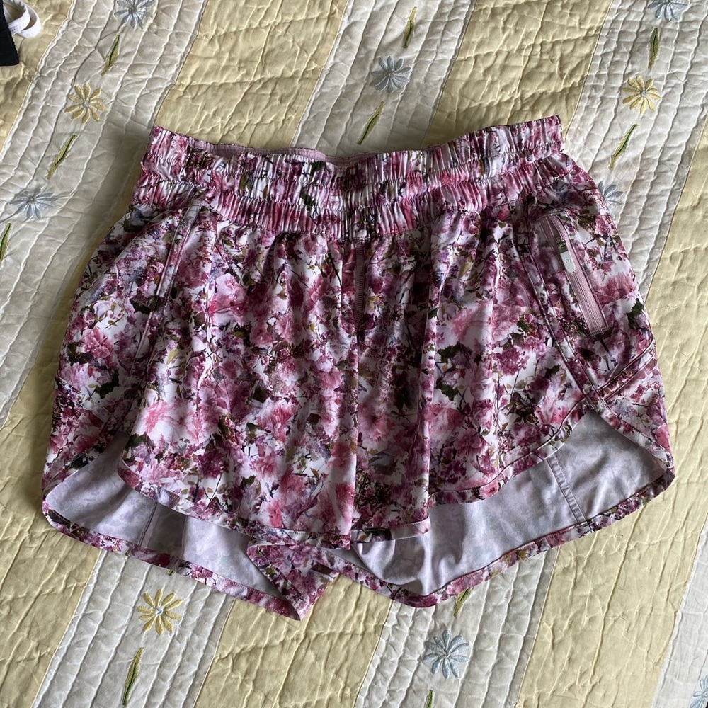 Pink Floral Lululemon Tracker Shorts